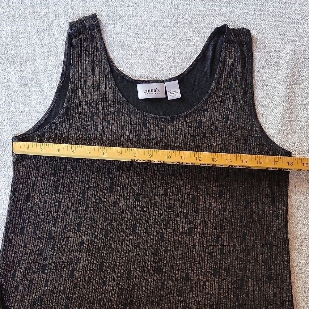 CHICOS Black Shimmery Tank Top Size 3 - Picture 3 of 6